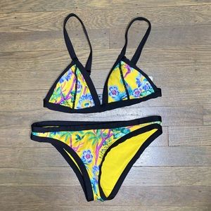 H&M Yellow Floral Two Piece Swimsuit